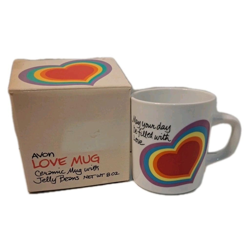 1984 - Vintage Avon  Love Rainbow Coffee Mug - Pride Happiness Vintage Retro